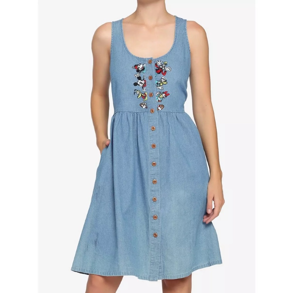Disney Mickey & Friends Characters Chambray Dress- SM (Listed in junior sizes)